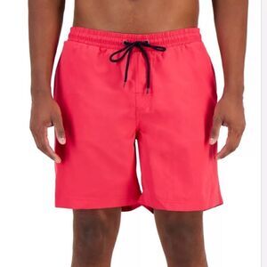 Club Room Quick-Dry Performance Solid 7" Trunks, men swim’s short pink peacock